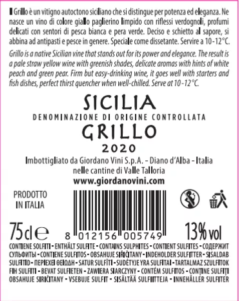Grillo Sicilia DOC | Weine Vini | Giordano